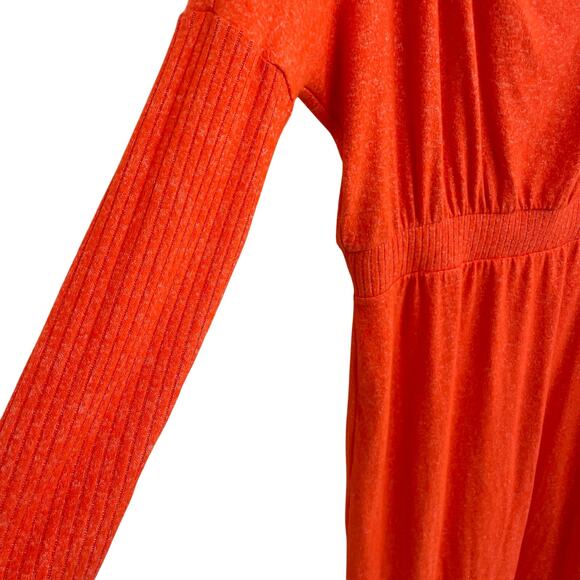 Anthropologie Daily Practice Draped Cowl Neck Maxi Dress Orange Knit Womens XL - Picture 5 of 9